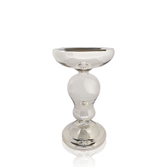 vandom | candelabro de vidrio plata 11x22cm