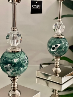 VELADOR BALI VERDE PLATA Y CRISTAL - comprar online