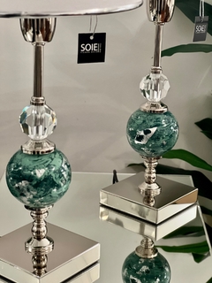 VELADOR BALI VERDE PLATA Y CRISTAL