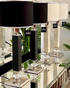 VELADOR BIANCA CUERO NATURAL Y CRISTAL - SOIE TIENDA DECO
