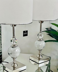 VELADOR BALI BLANCO PLATA Y CRISTAL