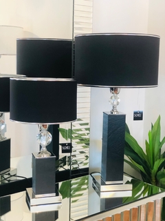 LÁMPARA FRIDA CUERO NEGRO Y CRISTAL - comprar online