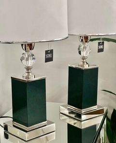 VELADOR FRIDA CUERO VERDE INGLÉS Y CRISTAL