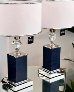 VELADOR FRIDA CUERO AZUL Y CRISTAL - comprar online