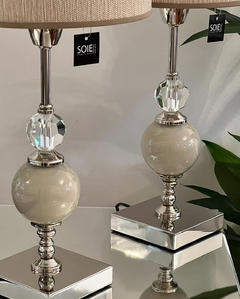 VELADOR BALI GREIGE Y CRISTAL
