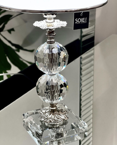 VELADOR STRAUSS BASE DE CRISTAL CON FLOR METÁLICA | ALTURA 45CM - comprar online