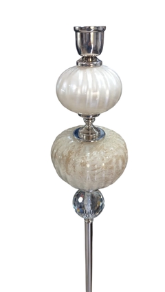 LÁMPARA DE PIE LEGRAND COMBINADA NATURAL Y PERLA CON CRISTAL - comprar online