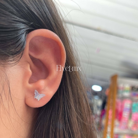 Aretes mariposa azul plata - comprar en línea