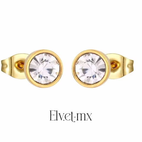 Aretes acero inoxidable tuerca con circón 4 MM