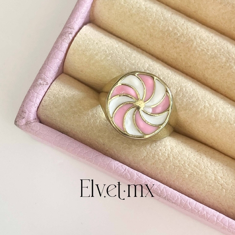 Anillo caramelo blanco con rosa - comprar en línea