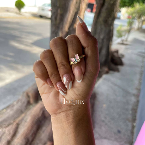 Anillo mariposa rosa con azul y lila - comprar en línea