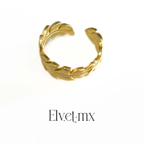Anillo hojas dorado acero inoxidable - comprar en línea