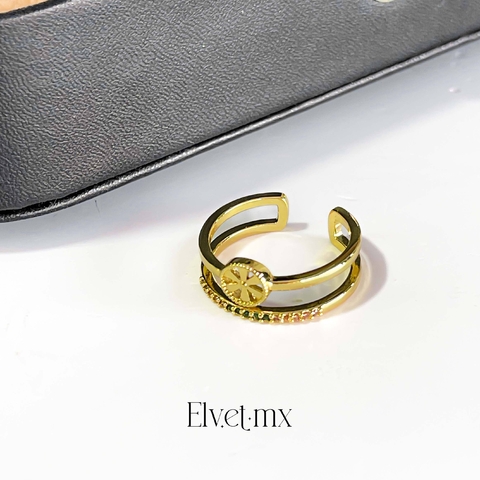 Anillo doble con zirconia de colores y rueda - comprar en línea