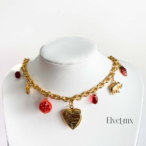 Collar con charms y relicario acero inoxidable - comprar en línea