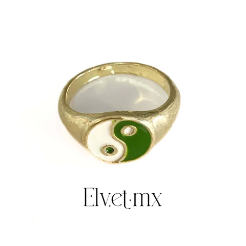 Anillo yin y yang verde - comprar en línea