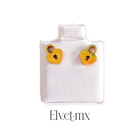 Aretes candado dorado