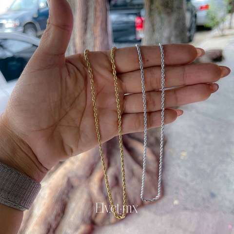 Torzal acero inoxidable de 45 cm 2mm dorado y plata - comprar en línea