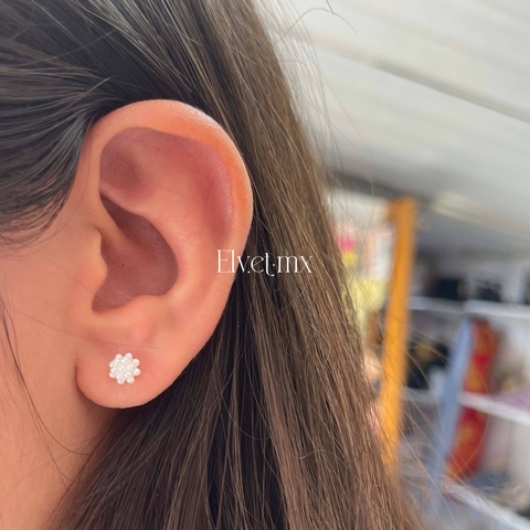 Aretes flor perlas chapa de plata - comprar en línea