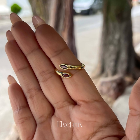 Anillo ajustable con cristal finalizado Lila - comprar en línea