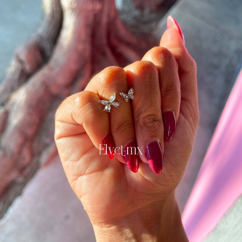 Anillo mariposa acero natural