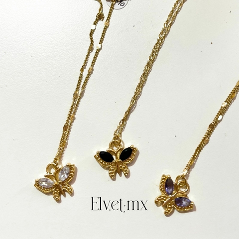 Collar mariposa diamantada