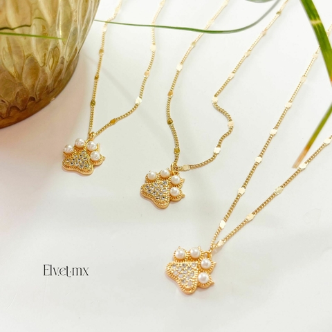 Collar huella con perlas y zirconia