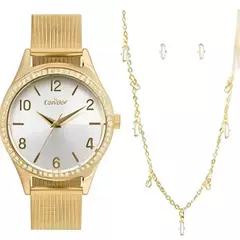 Relogio Condor Feminino Dourado KIT Colar/Brinco CO2035NAD/K4B