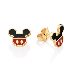 Brinco bermuda do mickey folheado a ouro com aplicação de resina - comprar online