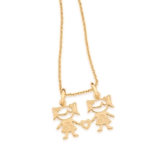 Pingente duas meninas folheado a ouro - comprar online