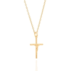 Pingente folheado a ouro cruz com Cristo - comprar online