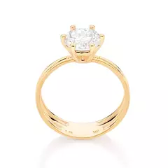 Anel Rommanel solitário banhado a ouro 18k com zircônia - comprar online