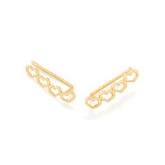 Brinco Rommanel ear cuff corações folheado a ouro