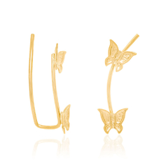 Brinco Rommanel ear cuff folheado a ouro borboletas - comprar online