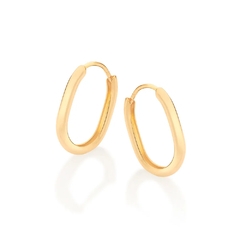 Brinco Rommanel argola oval folheado a ouro 18k