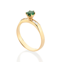 Anel Rommanel solitário verde formatura folheado a ouro 18k com zircônias - comprar online