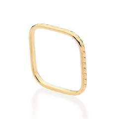 Anel Rommanel skinny quadrado folheado a ouro 18k