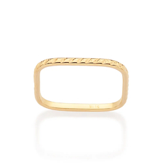 Anel Rommanel skinny quadrado folheado a ouro 18k - comprar online