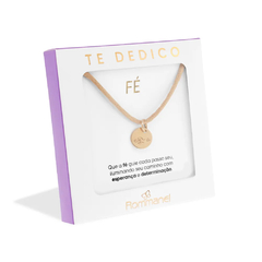 Pulseira Rommanel te dedico folheada a ouro 18k com fio acetinado e pingente fé - tam.20