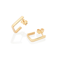 Brinco Rommanel retangular folheado a ouro 18k - comprar online