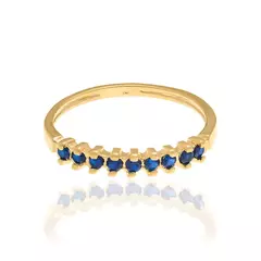 MEIA ALIANÇA ROMMANEL BANHADA A OURO 18K COM ZIRCÔNIAS AZUL - comprar online