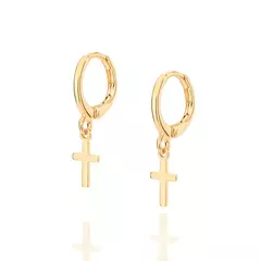 BRINCO ROMMANEL ARGOLA CRUZ BANHADO A OURO 18K