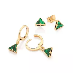 KIT BRINCO ROMMANEL ARGOLA E TRÂNGULO BANHADO A OURO 18K COM PEDRAS SINTÉTICAS - comprar online