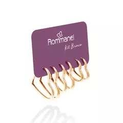 Kit brinco Rommanel argola coração banhado a ouro 18k - comprar online