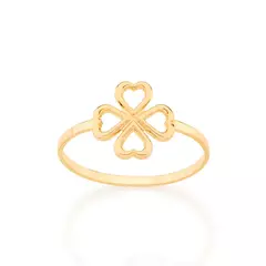 ANEL SKINNY RING ROMMANEL TREVO DE 4 FOLHAS BANHADO A OURO 18K