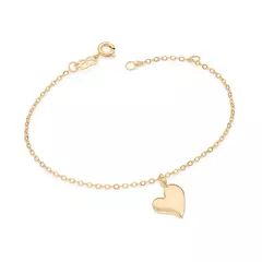 PULSEIRA ROMMANEL COM PINGENTE DE CORAÇÃO BANHADA A OURO 18K