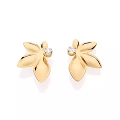 BRINCO FLOR ROMMANEL BANHADO A OURO 18K COM ZIRCÔNIAS