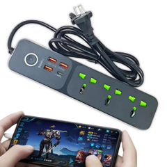 Alargue Moderno 3 Tomas USB C Adaptador Extranjero Viajes