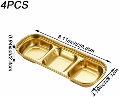 Recipiente Triple de Aderezos Dorado - UNISHOPS