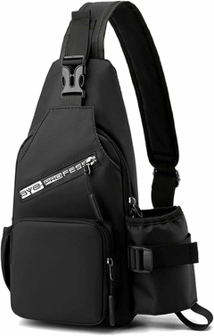 Morral con Porta Botella Negro - UNISHOPS