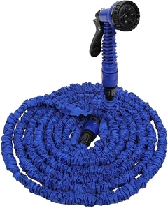 Manguera Expansible 15Mts con Pistola Regadora Azul - UNISHOPS